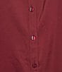I.N. San Francisco Solid Stretch Satin Collared Button Front Long Sleeve Blouse, Color:Merlot - Image 4