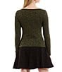 Color:Olive - Image 2 - Square Neck Long Sleeve Tie-Front Top