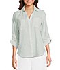 I.N. San Francisco Striped Pocket Front 3/4 Sleeve Button Front Shirt - Image 1