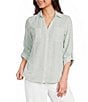I.N. San Francisco Striped Pocket Front 3/4 Sleeve Button Front Shirt - Image 1
