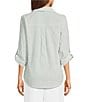 I.N. San Francisco Striped Pocket Front 3/4 Sleeve Button Front Shirt - Image 2