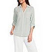 I.N. San Francisco Striped Pocket Front 3/4 Sleeve Button Front Shirt - Image 1