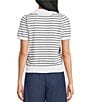 I.N. San Francisco Striped Short Sleeve Collared Keyhole Front Sweater Top - Image 2