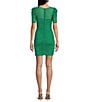 Color:Green - Image 2 - Sweetheart Neck Short Puff Sleeves Shirred Bodycon Dress