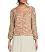 Color:Pat C-OW/Multi Packed Ditsy - Image 1 - Sweetheart Neckline 3/4 Sleeve Ditsy Floral Printed Top