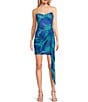 Color:Cool Painted Swirl - Image 1 - Sweetheart Neckline Sash Draped Dress