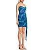 Color:Cool Painted Swirl - Image 3 - Sweetheart Neckline Sash Draped Dress