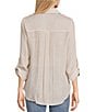 I.N. San Francisco Textured Woven 3/4 Roll Tab Sleeve Patch Pocket Button Front Shirt, Color:Sand - Image 2