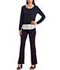 Color:Black - Image 3 - V-Neck Long Sleeve Layered-Look Two-Fer Top