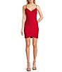 I.N. San Francisco V-Neck Rhinestone Faux Wrap Fitted Dress - Image 1