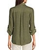 I.N. San Francisco Woven Button Front 3/4 Sleeve Shirt, Color:Olive - Image 2
