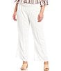 Color:Off White - Image 1 - Plus Size Solid Crepon Pull-On Wide Leg Pants