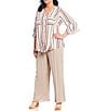 Color:Sand - Image 3 - Plus Size Solid Crepon Pull-On Wide Leg Pants