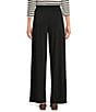 I.N. Studio Stretch Knit Ruched Waist Wide Leg Pull-On Ankle Pants, Color:Black - Image 2