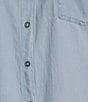 I.N. Studio Woven Point Collar Long Roll-Tab Sleeve Tie-Front Chambray Washed Shirt, Color:Denim - Image 4