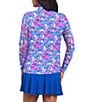 IBKUL Allana Long Sleeve Quarter Zip Mock Neck Top, Color:Allana Candy Pink Multi - Image 2