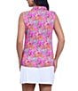 IBKUL Allana Printed Collared Sleeveless Polo Top, Color:Allana Hot Pink Multi - Image 2