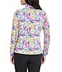 Color:Hot Pink Multi - Image 2 - Angie Printed Long Sleeve Quarter Zip Top