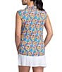IBKUL Arya Printed Collared Sleeveless Polo, Color:Arya Turquoise Multi - Image 2