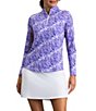 IBKUL Briana Printed Zip Mock Neck Long Sleeve Top - Image 3