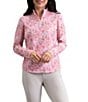 IBKUL Briana Printed Zip Mock Neck Long Sleeve Top - Image 1