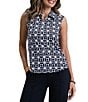 IBKUL Carolyn Printed Collared Sleeveless Polo Top - Image 1