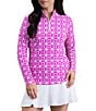 IBKUL Carolyn Geometric Printed Zip Mock Neck Long Sleeve Top - Image 3