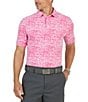 Color:Cary Watermelon - Image 1 - Cary Print Short Sleeve Polo Shirt