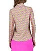 Color:Chantal Hot Pink/Lime - Image 2 - Chantal Printed Long Sleeve Zip Mock Neck Top