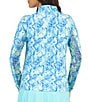 Color:Cora Jade/Blue - Image 2 - Cora Printed Long Sleeve Zip Mock Neck Top