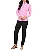 Color:Hot Pink/White - Image 3 - Essential Mini Check Long Sleeve Quarter Zip Top