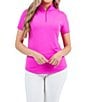 Color:Hot Pink - Image 1 - Essential Solids Short Sleeve Quarter Zip Top