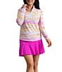 IBKUL Gia Printed Zip Mock Neck Long Sleeve Top - Image 3