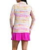 IBKUL Gia Printed Zip Mock Neck Long Sleeve Top - Image 4