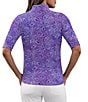 IBKUL Gladis Printed Mandararin Collar Ruched Elbow Sleeve Top - Image 2