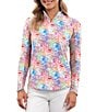 IBKUL Global Impressions Printed Zip Mock Neck Long Sleeve - Image 1
