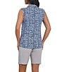 IBKUL Josie Printed Collared Sleeveless Polo Top, Color:Josie Navy/Peri - Image 2