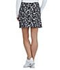Color:Black/White - Image 2 - Juno Printed Mesh Layered Pull-On Pocketed Faux Wrap Mini Skort