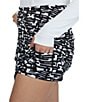 Color:Black/White - Image 4 - Juno Printed Mesh Layered Pull-On Pocketed Faux Wrap Mini Skort