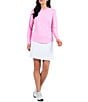 IBKUL Long Sleeve Mesh Inlay Crew Neck Top, Color:Candy Pink - Image 3