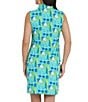 Color:Jade/Lime - Image 2 - Nadia Sun Printed Sleeveless Zip Mock Neck Dress