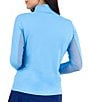 IBKUL Solid Long Sleeve Quarter Zip Top, Color:Peri - Image 2