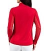 IBKUL Solid Long Sleeve Quarter Zip Top, Color:Red - Image 2
