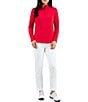 IBKUL Solid Long Sleeve Quarter Zip Top, Color:Red - Image 3