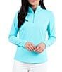 IBKUL Solid Long Sleeve Quarter Zip Top, Color:Seafoam - Image 1