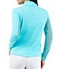 IBKUL Solid Long Sleeve Quarter Zip Top, Color:Seafoam - Image 2