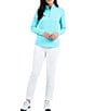 IBKUL Solid Long Sleeve Quarter Zip Top, Color:Seafoam - Image 3