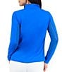 IBKUL Solid Long Sleeve Quarter Zip Top, Color:Blue - Image 2