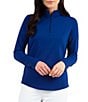 IBKUL Solid Long Sleeve Quarter Zip Top, Color:Navy - Image 1
