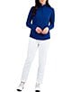 IBKUL Solid Long Sleeve Quarter Zip Top, Color:Navy - Image 3